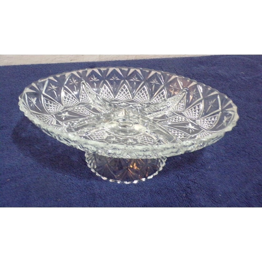 Vintage Oval Mayell Queen Anne‎ Relish Tidbit Divided Dish on Pedestal